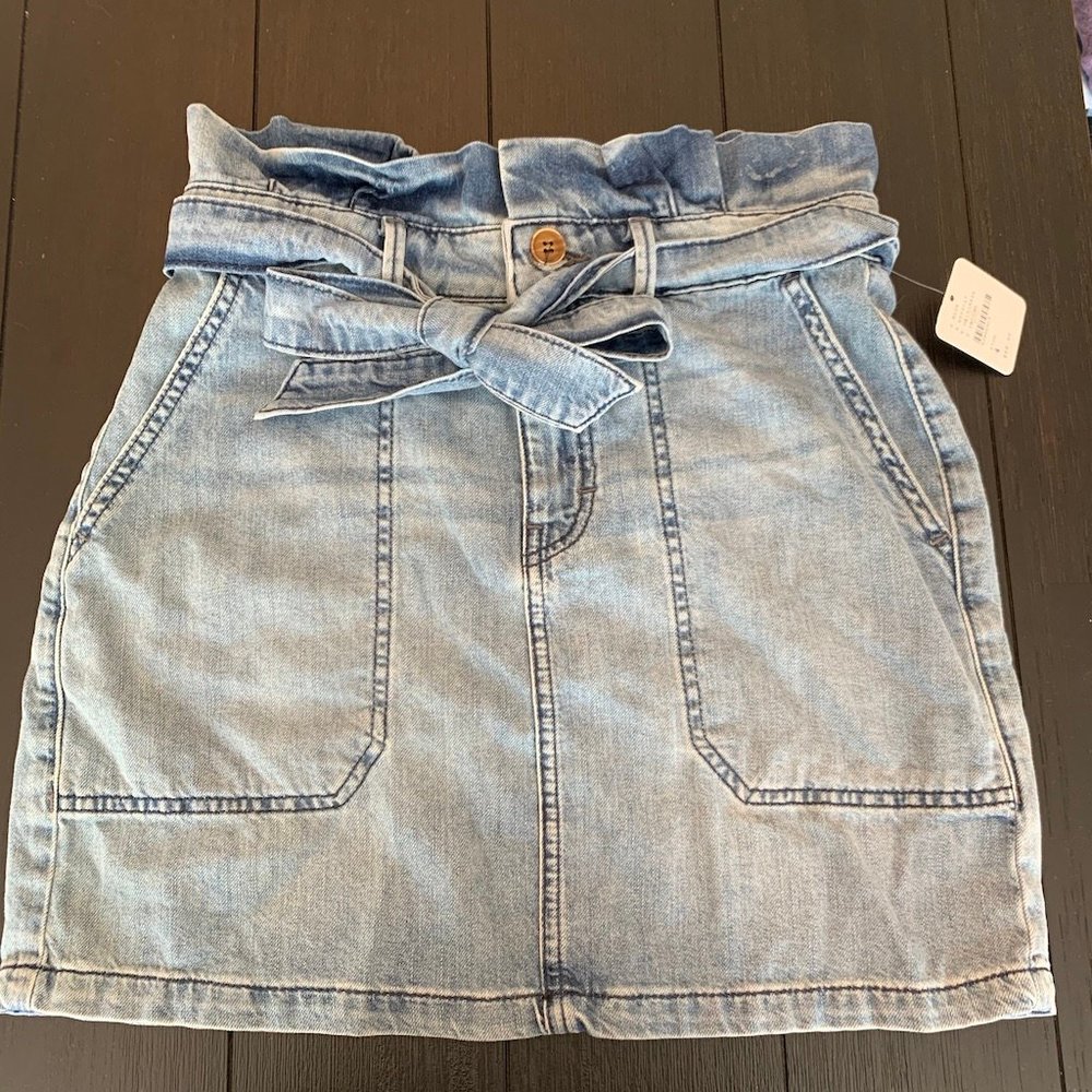 NWT - Free People Denim Tie Waist Skirt - Size 4